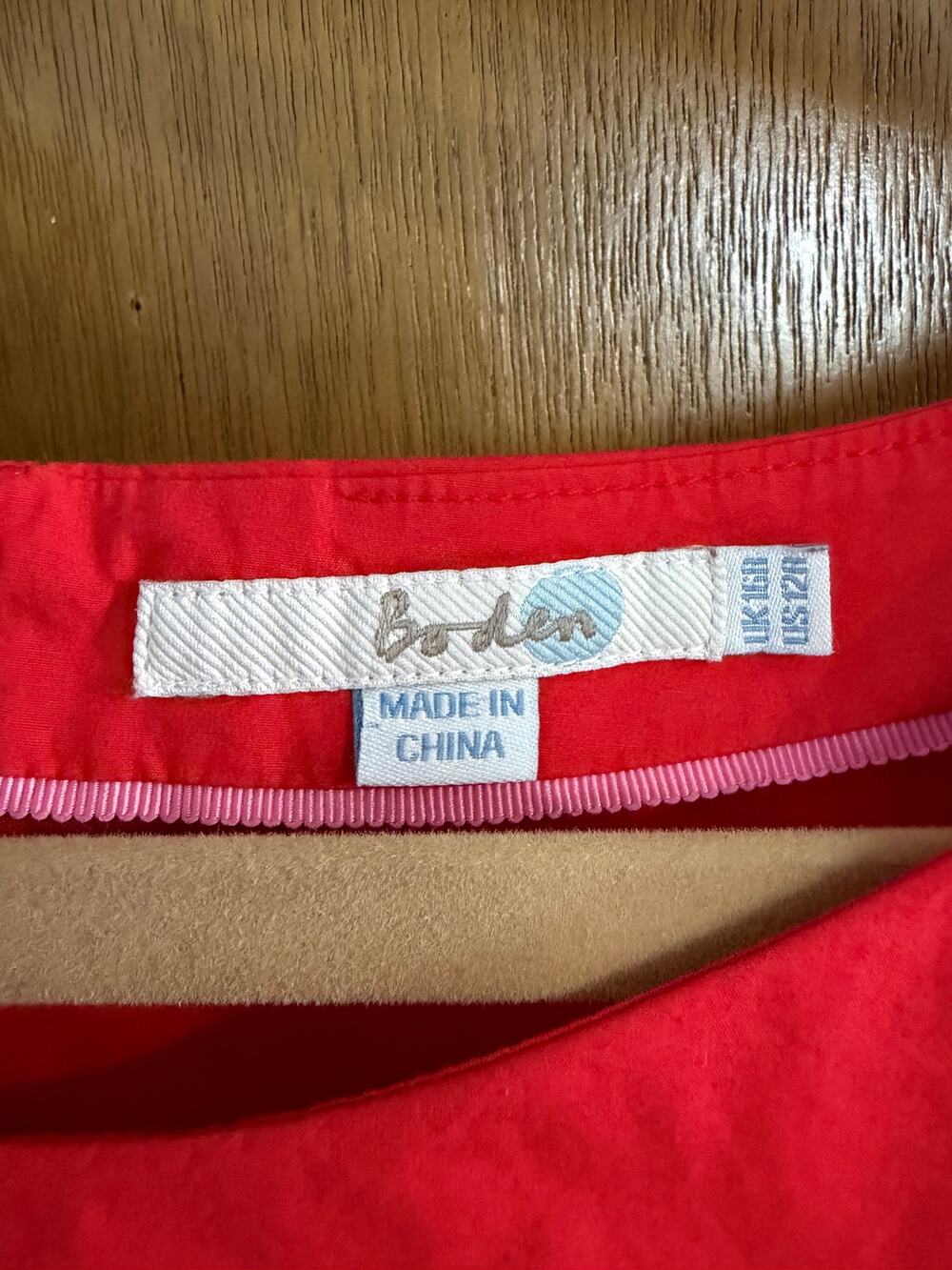 Boden Red Sleeveless Fit‎ & Flare Cotton Poplin Dress Pockets Women's 12 Preppy